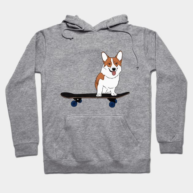 Corgi on Skateboard Hoodie by rmcbuckeye